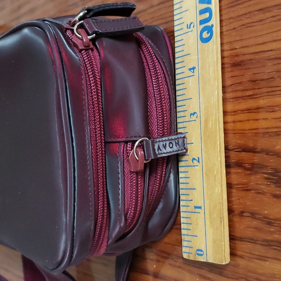 Avon Cosmetic Makeup Bag Travel Case Multi-Compartment Maroon Zipper Closures - Picture 11 of 14